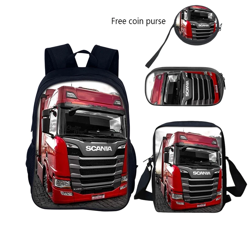 SCANIA เกมอะนิเมะเด็กกระเป๋าเป้สะพายหลังเด็กกระเป๋าดินสอเครื่องเขียนกล่องแล็ปท็อป mochila ของขวัญเด็กสามชิ้น