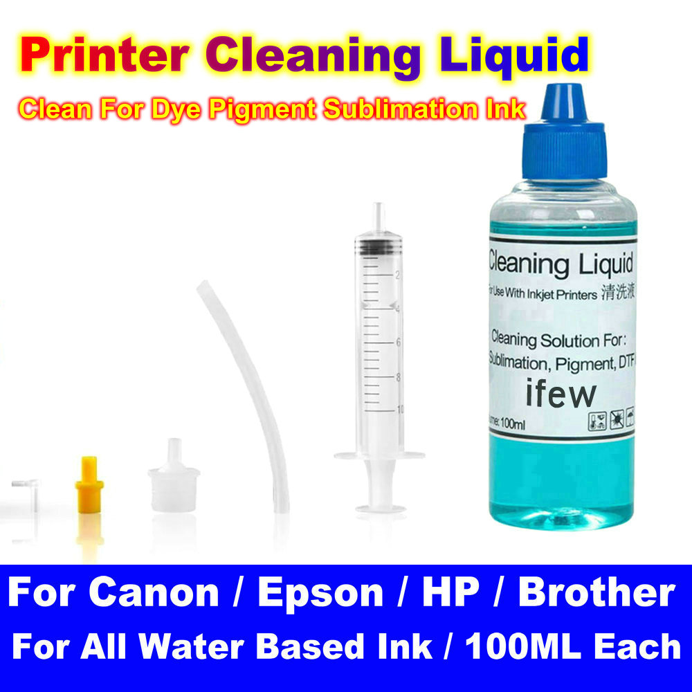 Kit de limpeza de cabeça de impressora jato de tinta 100ml, compatível com epson hp brother canon bico e limpador de cabeça de impressão para limpeza de cabeça de impressoras