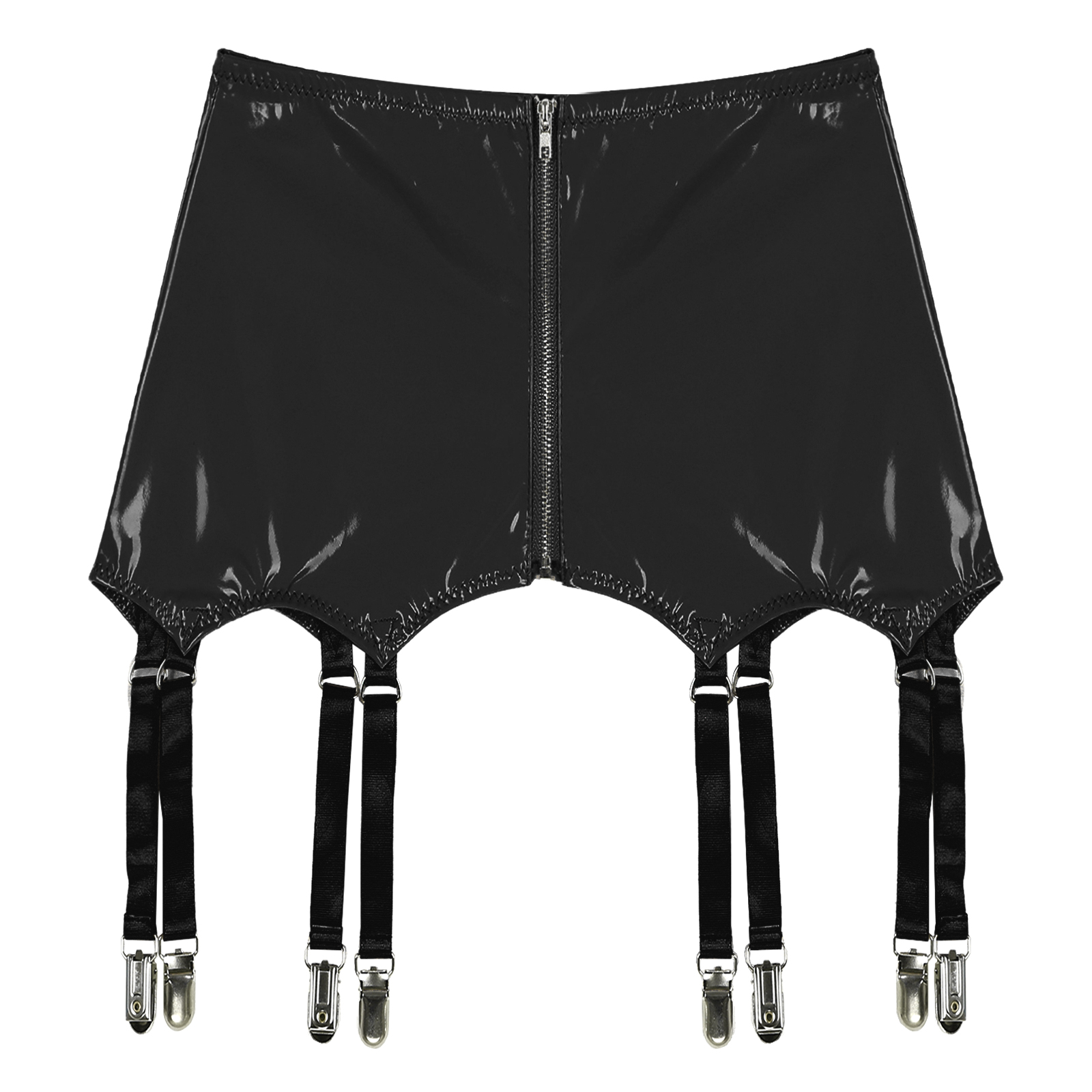 Mulheres ligas suspender cinto saias senhoras olhar molhado mini saias ligas de couro com clipes de metal clubwear traje roupa interior