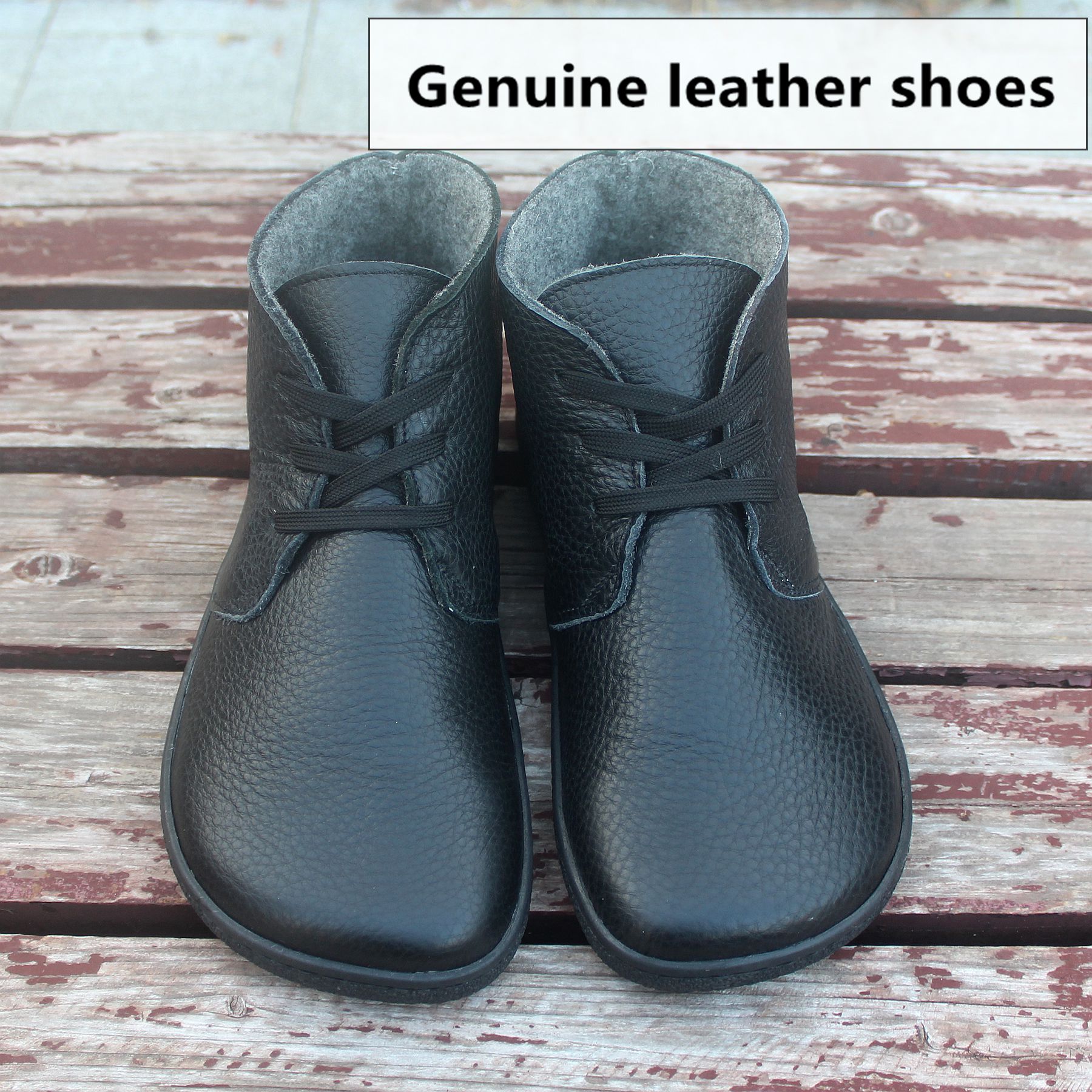 Botas de cuero descalzas con forro de lana en el interior para mujer hombre Zero Drop Wider Toes Box