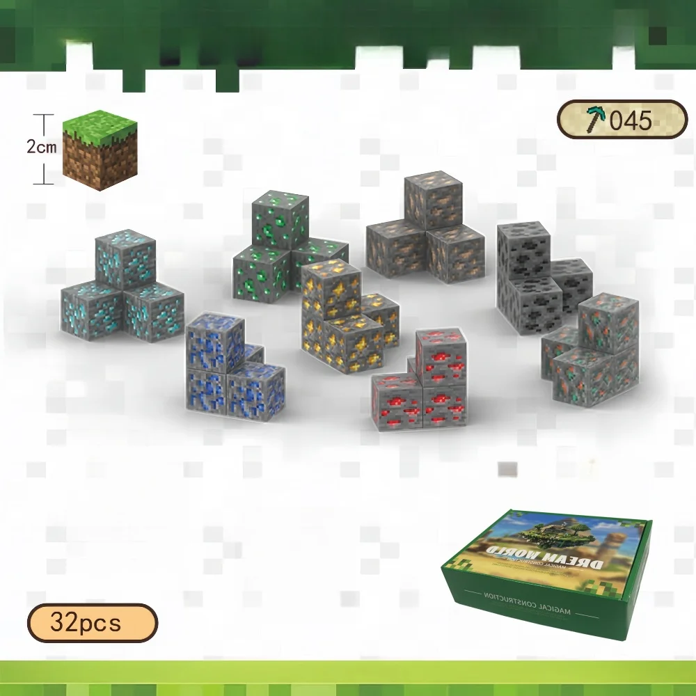 My World ชุด Building Blocks Cube Creative ประกอบของเล่นเด็ก Magnetic Word ของเล่นเด็กวันเกิดคริสต์มาสของขวัญ