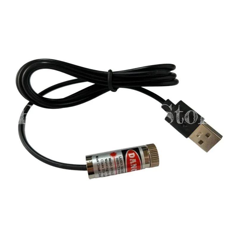 12mm 5mw Adjustable focus red Diode Industrial Laser Module Positioning Copper Head With USB Line 650nm Dot Line Cross