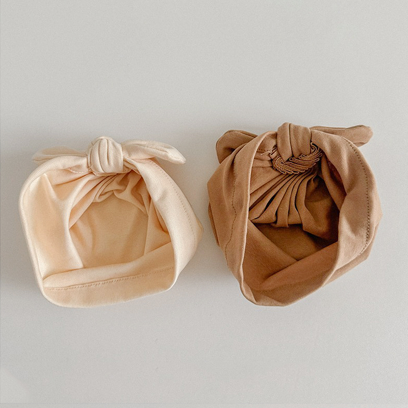 Gorro turbante de algodón puro para bebé, Bandana elástica para recién nacido, diadema, gorro con lazo grande, sombrero indio infantil, accesorios para el cabello para niños
