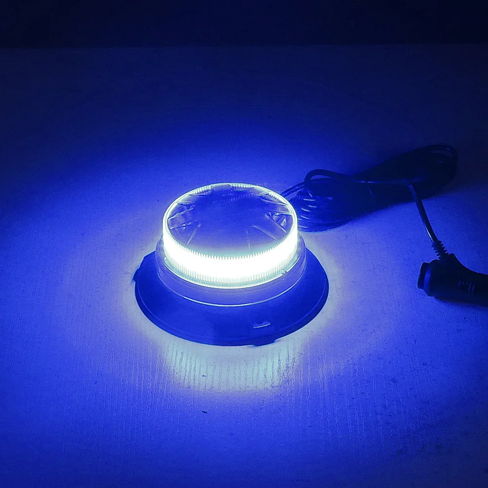 New LED Rotating Flashing Strobe Light Blue Emergency Fire Truck Warning Lamp 12-24V Indicator Magnetic Signal Beacon Lights For