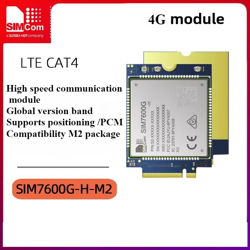 O pacote SIM7600G-H-M2 do módulo de comunicação SIMCOM 4g suporta posicionamento GPS e está disponível globalmente