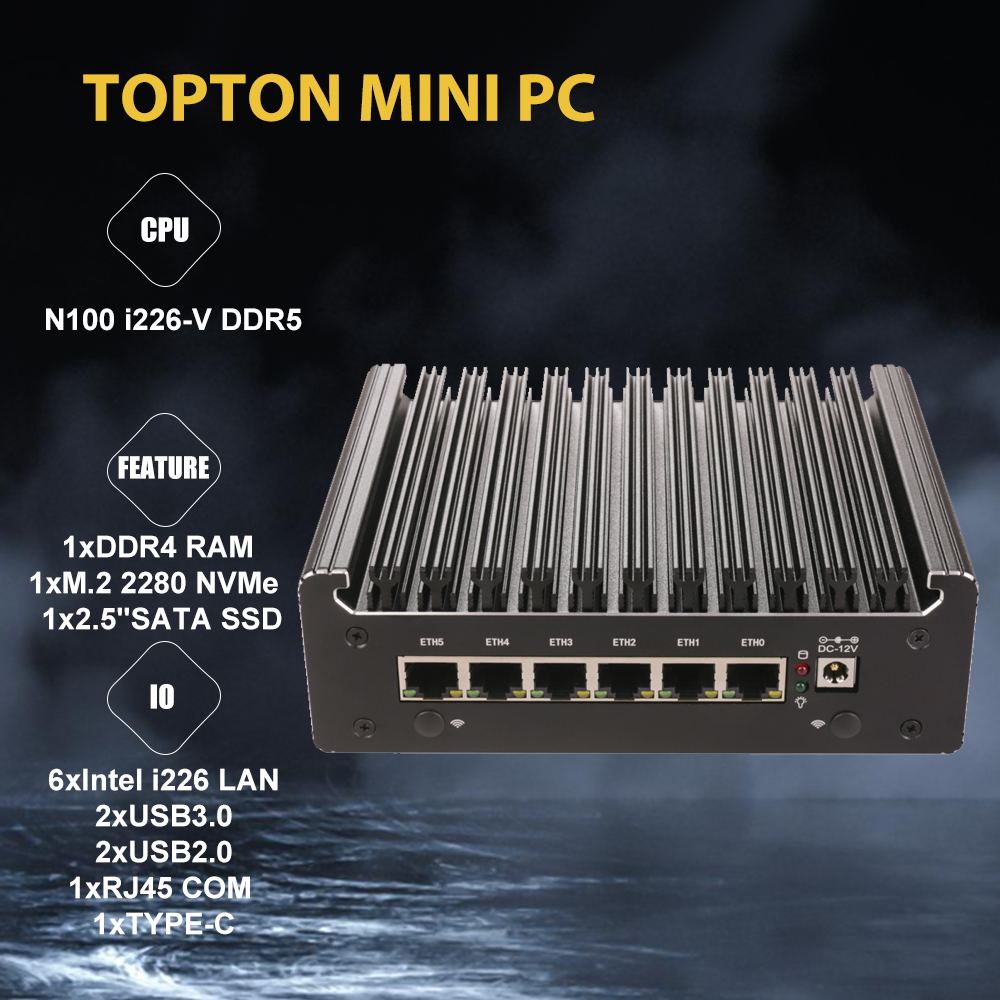 i3-1125G4 Pentium 8505 Intel N100 Firewall Computer Soft Router 6x2,5G i226 LAN NVMe Industrie Lüfterloser Mini-PC pfSense PVE ESXi