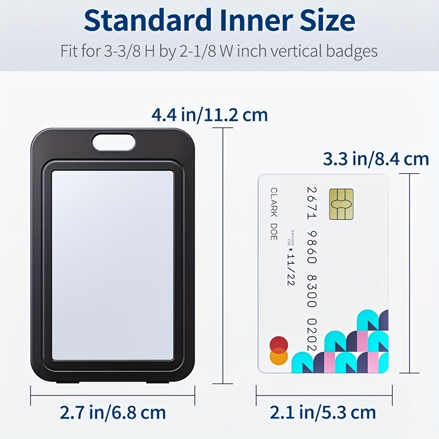 Portacarte verticale con sacchetto per carte verticale in plastica rigida bifacciale, carta d'identità nera, carta di credito, copertura protettiva per carte chiave