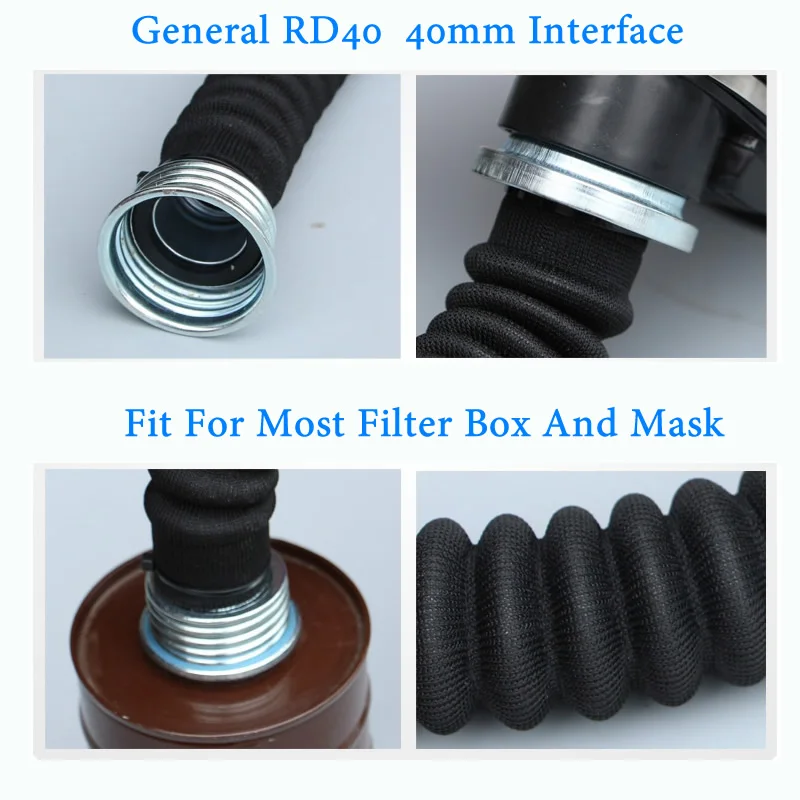 0.5M/1M RD40 Hose For 3M Gas Mask 6800A FM14 05A Respirator Rubber Flexible Scalable Good Airtightness