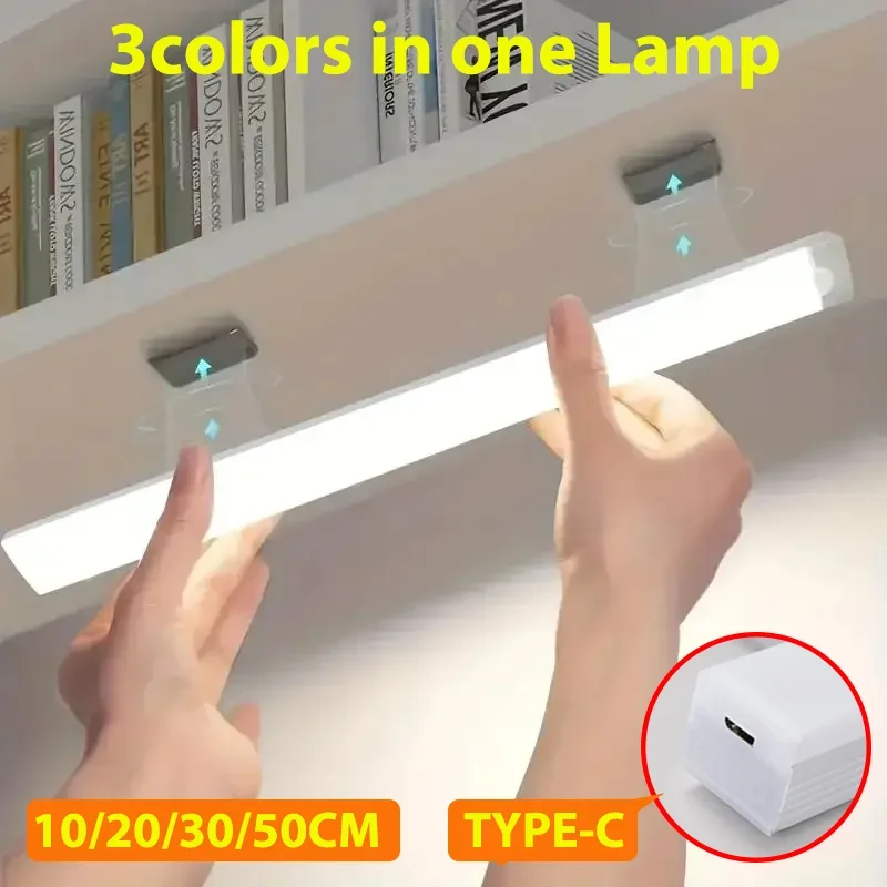 Bezprzewodowa lampka nocna LED z czujnikiem ruchu, ładowana przez USB-C, do szafy, garderoby, kuchni, na schody, do szafek, podświetlenie pokoju