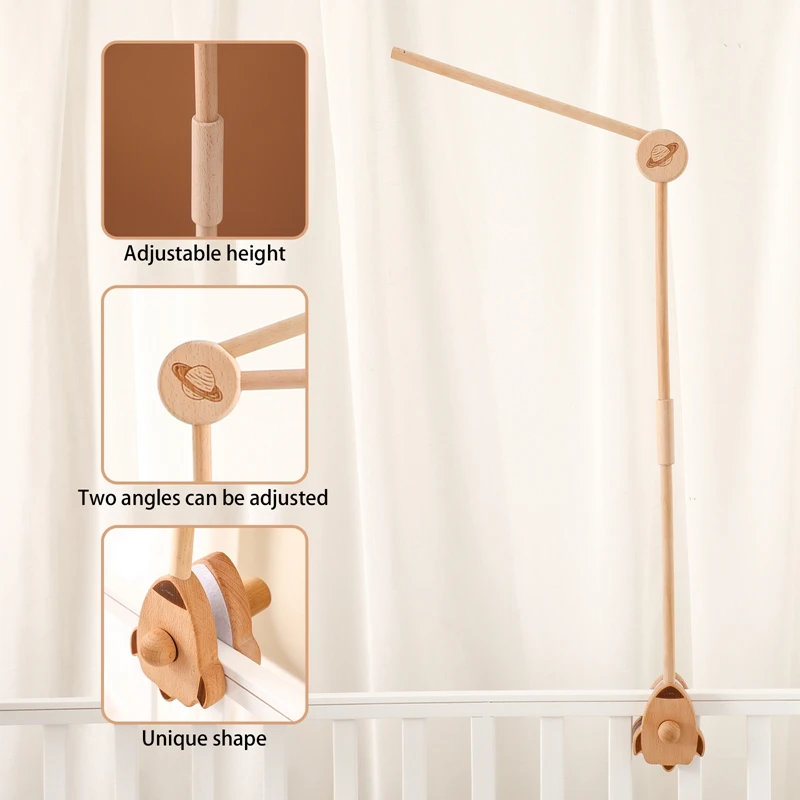 เด็กเตียงไม้Bell BracketมือถือแขวนRattles Bracketของเล่นแขวนเปลเด็กมือถือBellไม้ของเล่นผู้ถือวงเล็บแขน