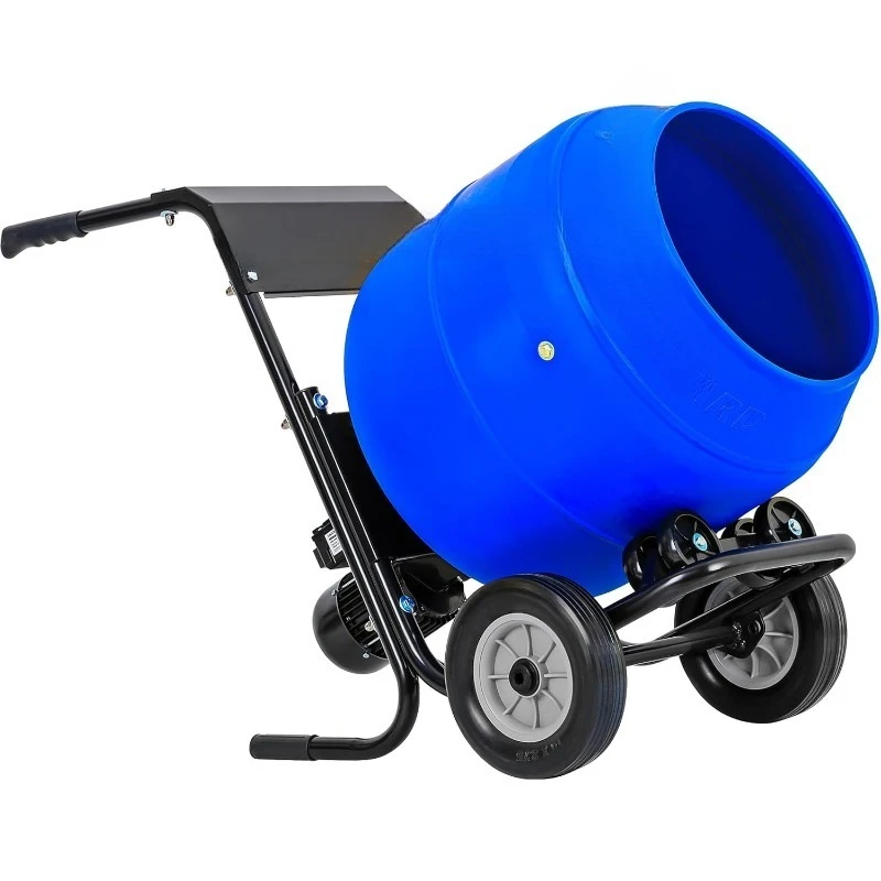 Cement Mixer 4 Cu.Ft. Portable Electric Poly Drum Concrete Mixer, Heavy Duty Power Cement Mixing Machine for Mortar,