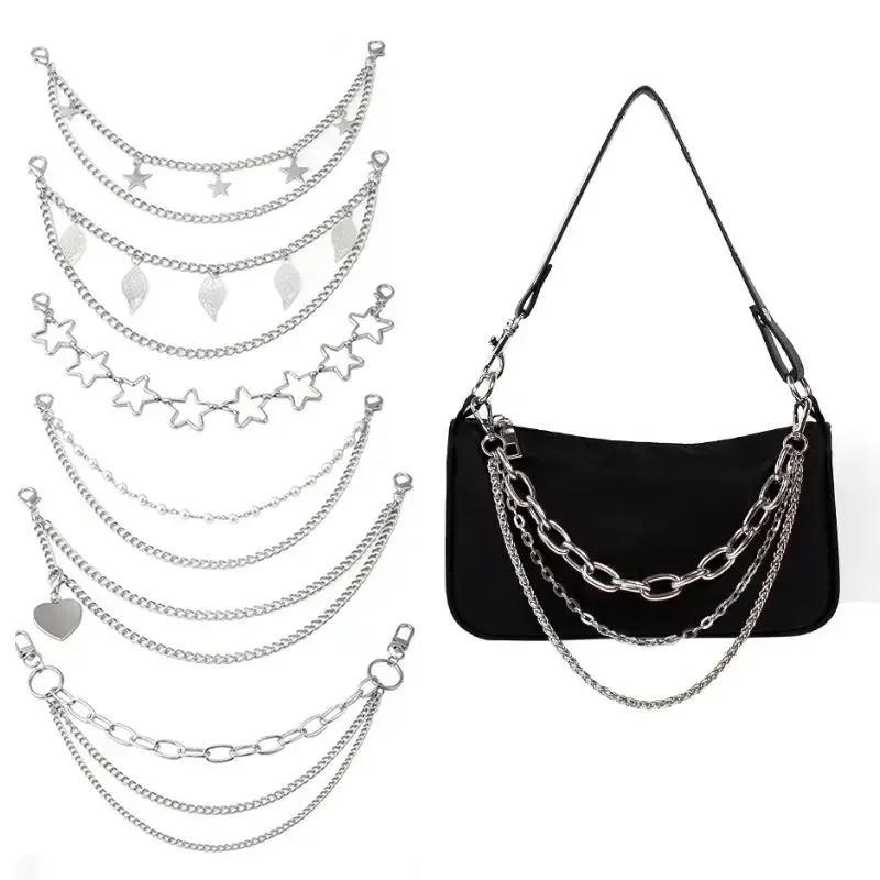 Cadena de Metal multicapa para bolso, decoración para bolso, cadena decorativa, exquisita cadena de bolso DIY para Halloween, accesorios de repuesto para bolso