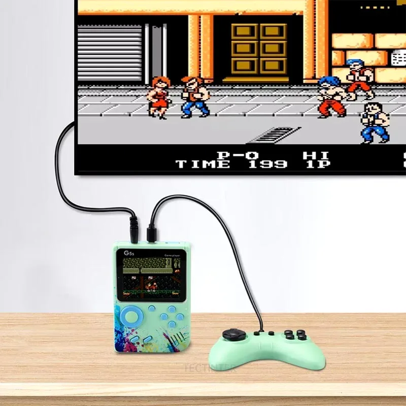 Tectinterビデオゲームコンソールミニポータブルレトロテレビハンドヘルドゲームプレーヤー内蔵500ゲーム液晶画面av出力サポート2プレイ