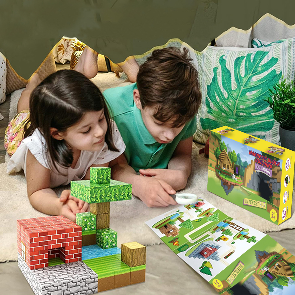 100 pièces blocs magnétiques-construire Mine aimant monde ensemble pour garçons et filles âgés de 3 +, jouets sensoriels pour les tout-petits cadeaux jouets de Construction