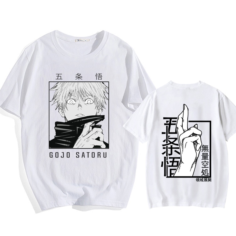 Camiseta holgada con estampado de Anime japonés Punk Gojo Satoru, ropa de calle informal Y2k Harajuku