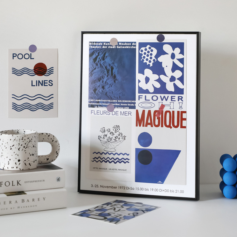 Ins Abstract Artistic Flower Postcard Vintage Aesthetic Background Wall Diy Decorative Card Photo Props With Sticker 6 Sheets