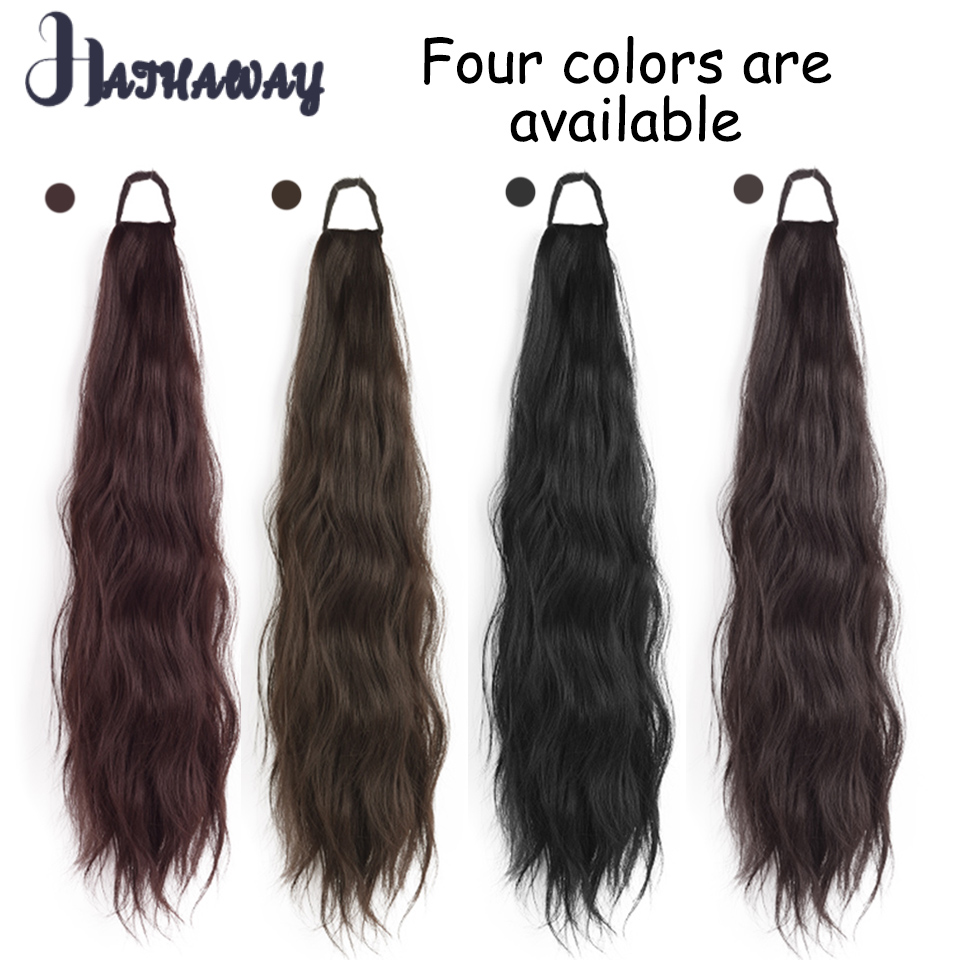 Cola de Caballo larga y ondulada sintética, pelo largo, Correa perezosa, elástica, baja, Natural, Micro-rollo, nueva cola de caballo falsa China