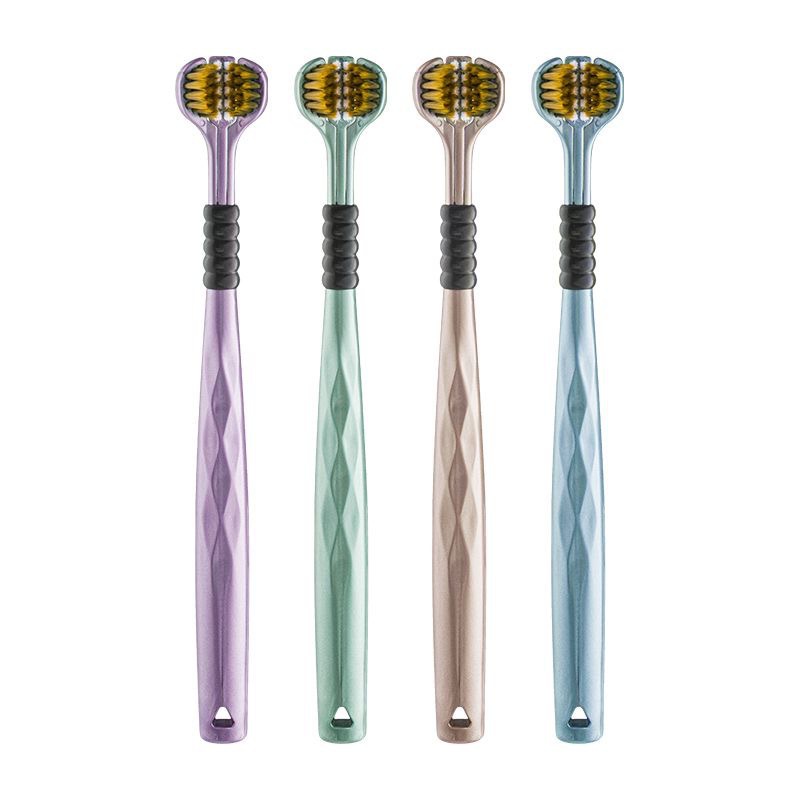 Triple Sided Toothbrush with Soft Bristles for Adults - Men and Women Can use Household Toothbrushes - Scrape Tongue Coating