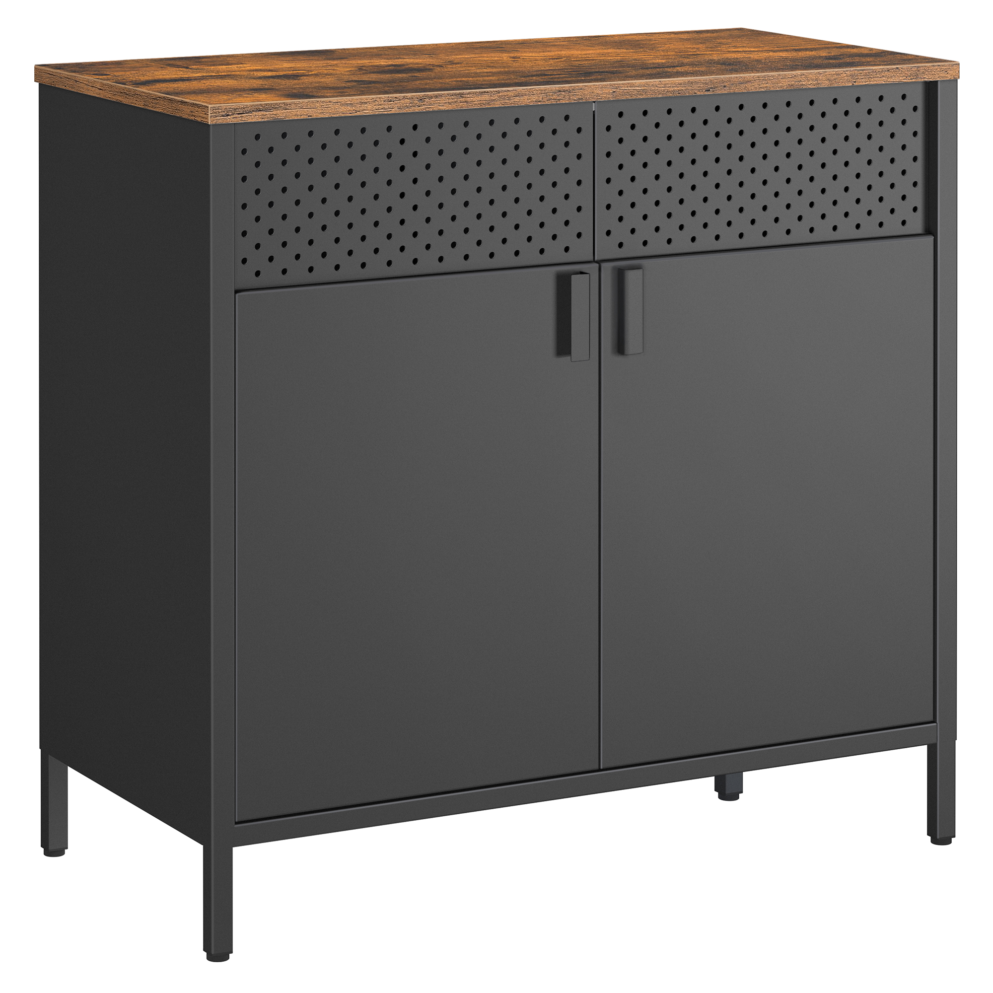 Dressoir, Keukenkast, Dubbele Deurkast, Verstelbare Vloer, Stalen Rek, Industriële Stijl Multi-Functioneel