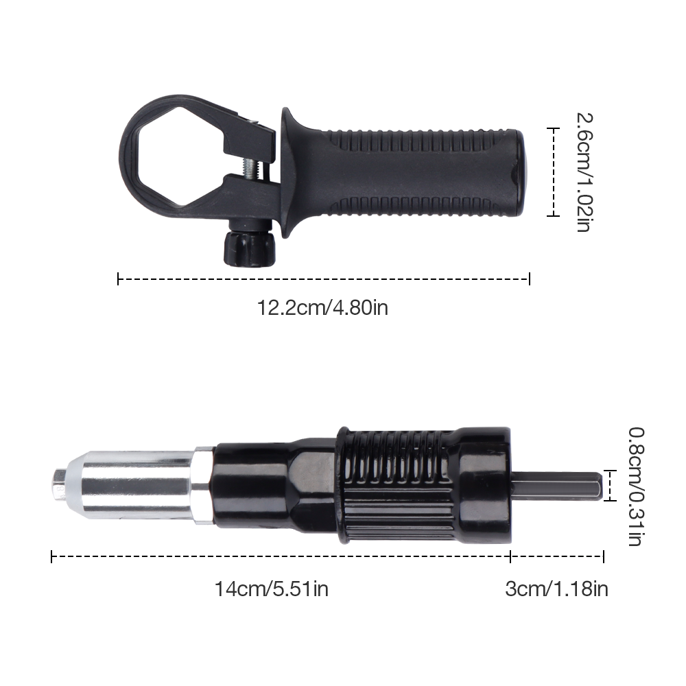 Adapter do pistoletu elektrycznego, głowica konwersyjna 2,4-4,8 mm do bezprzewodowych narzędzi do nitowania, idealny do projektów DIY, narzędzie do pistoletu nitowego z trzonkiem sześciokątnym