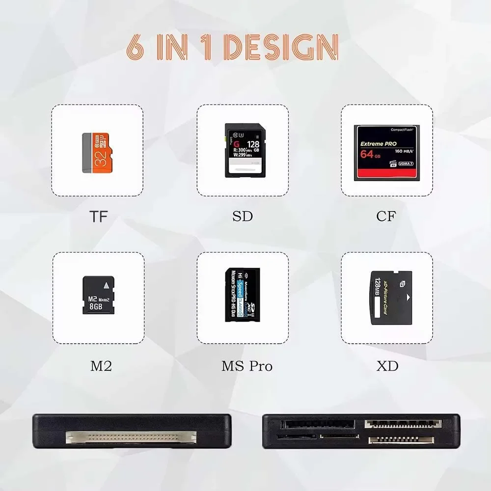 480Mbps All In One Memory Card Reader USB 2.0 External Cardreader SD SDHC Mini Micro M2 MMC XD CF Reader For MP3 Digital Camera