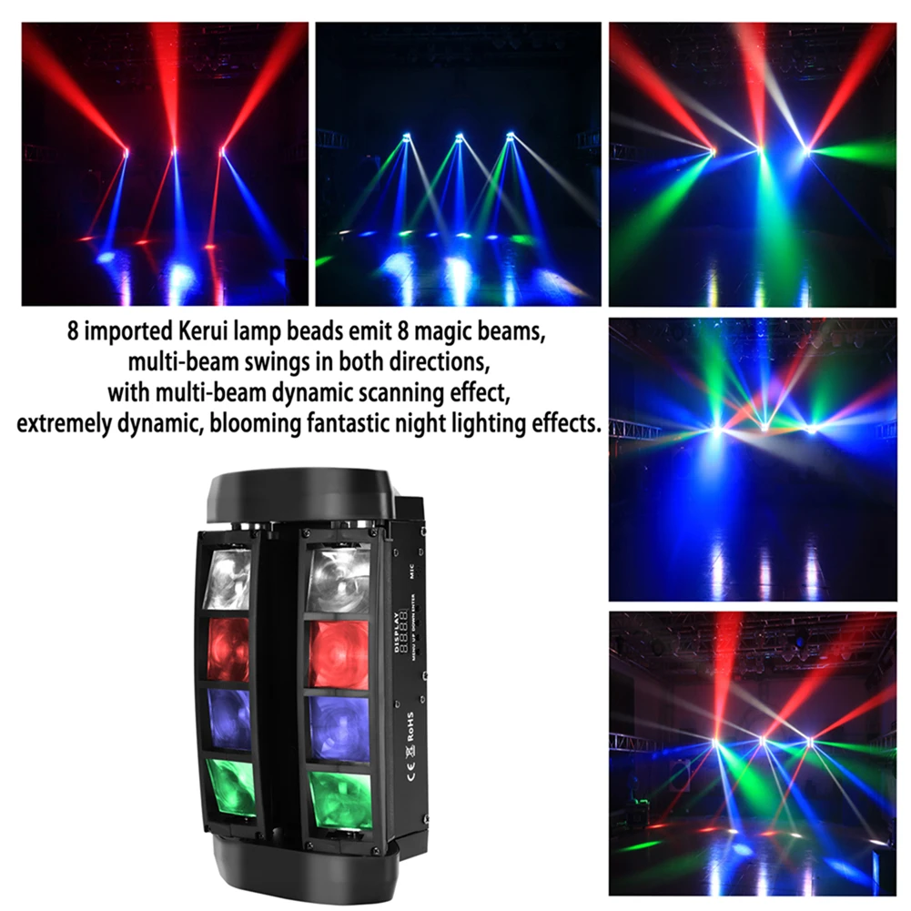 Yiflamefly Spider Stage Light Moving Head Light with 8x10W RGB LEDs Beam DJ Lights For Party Disco Wedding Live Stage Lighting