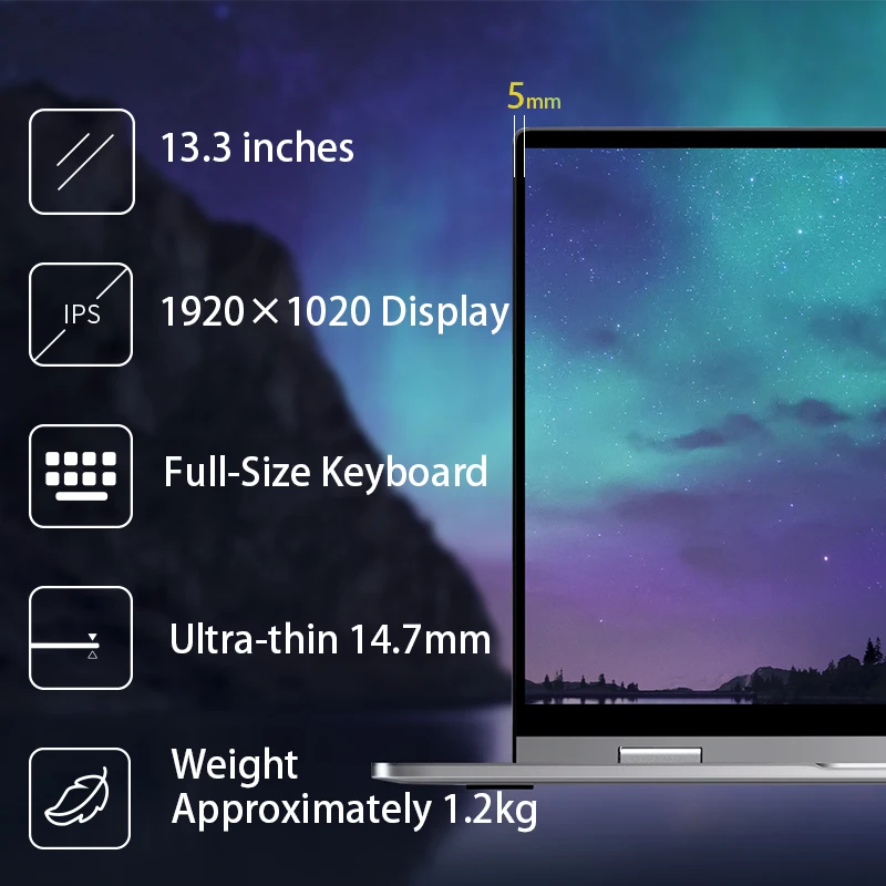 Laptop BMAX Y13 8GB LPDDR4 256GB SSD 1920*1080 IPS Intel N4100 N4120 z ekranem dotykowym