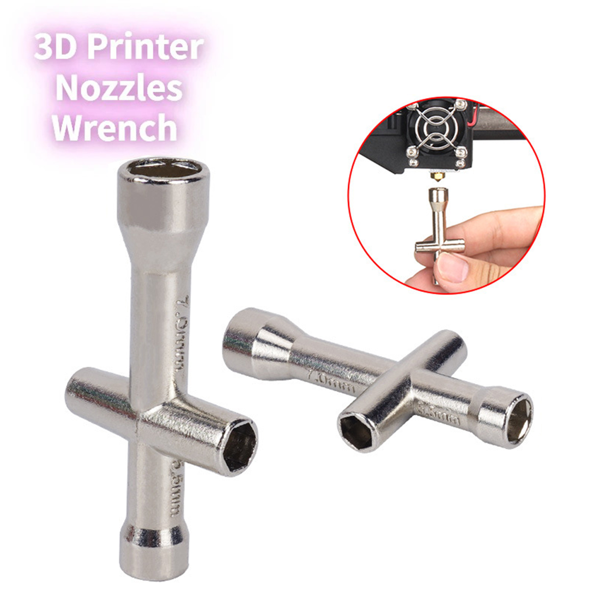3D เครื่องพิมพ์เครื่องมือ M2 M2.5 M3 M4 3D การพิมพ์หัวฉีดประแจสกรู Nut หกเหลี่ยม Cross Mini ประแจ Spanner เครื่องมือบํารุงรักษา 4 ขนาด