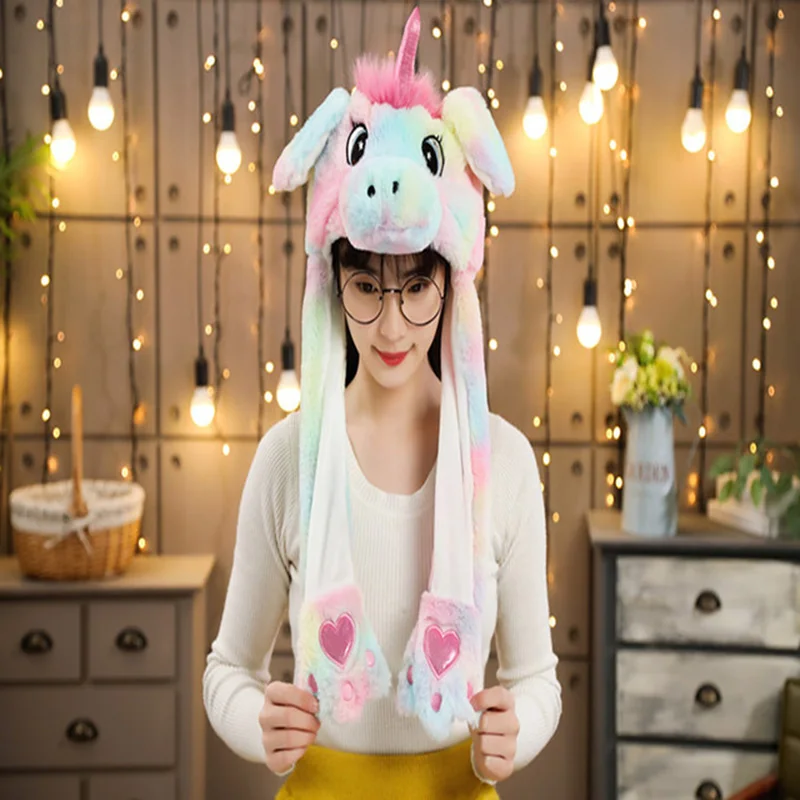 Hoạt Hình Tai Di Chuyển Nón Nhảy Lên Đồ Chơi Thỏ Bé Gái Động Vật Sang Trọng Cosplay Bộ Đội Trẻ Em Đảng Cho Người Lớn Tai Di Chuyển anime Nón