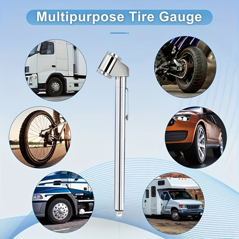 Medidor de pressão de pneu de lápis, medidor de ar de cabeça dupla de 10-120 PSI, verificador de serviço de roda de mandril duplo mecânico preciso