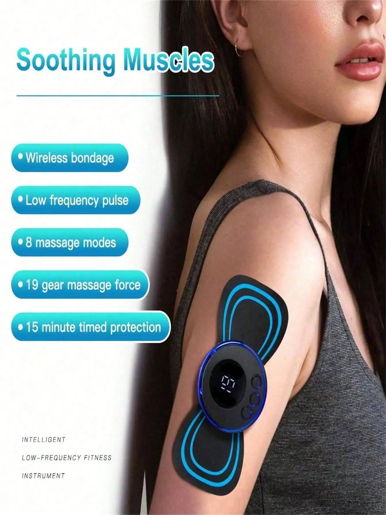 Display LCD EMS Massaggio al collo Massaggiatore elettrico Collo cervicale Patch per la schiena Stimolatore muscolare a impulsi a 8 modalità