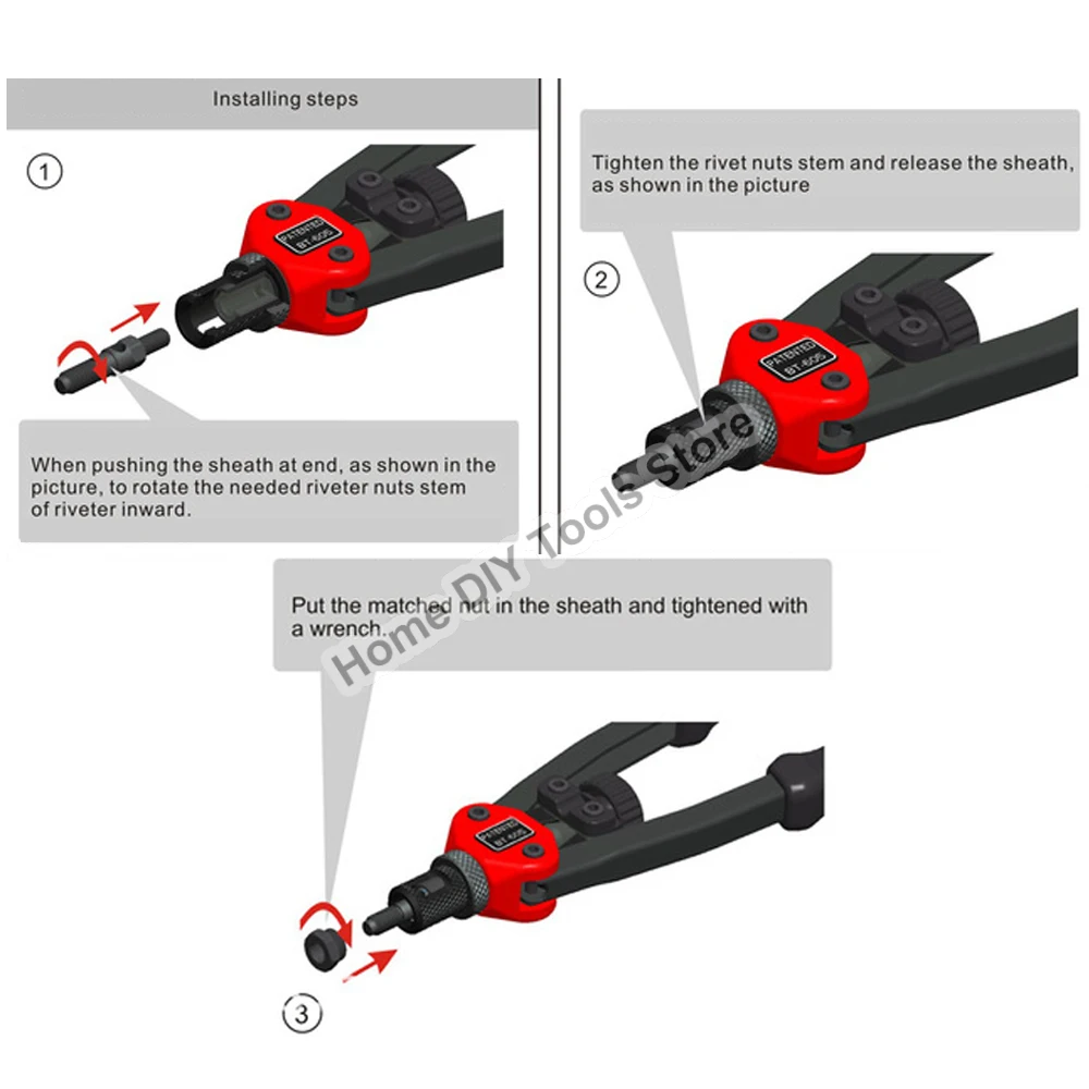 Riveter Gun Tool Hand Riveter Interchangeable Mandrel Insert Threaded Nut Rivet Drilling Rivet Tool M3-M12 Spare Part