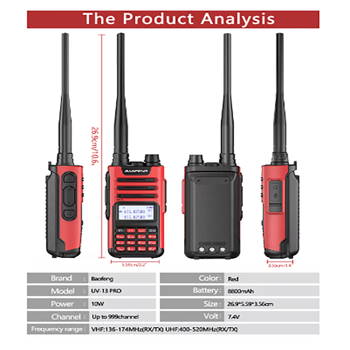 BAOFENG Walkie Talkie UV-13 Pro V2 Hochleistungs-Typ-C-Ladegerät VHF UHF Wasserdichtes Upgrade des UV-5R-Funkgeräts