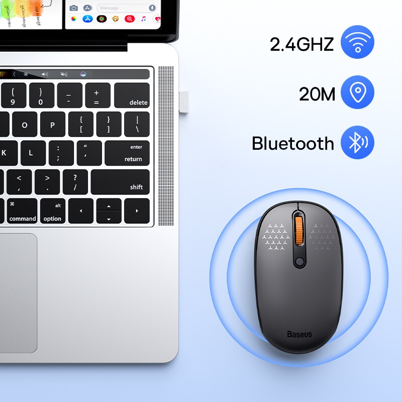 Baseus-ratón inalámbrico F01B, Mouse con Bluetooth 5,0, 1600 DPI, clic silencioso para MacBook, tableta, portátil, PC, accesorios de juego, 2,4G