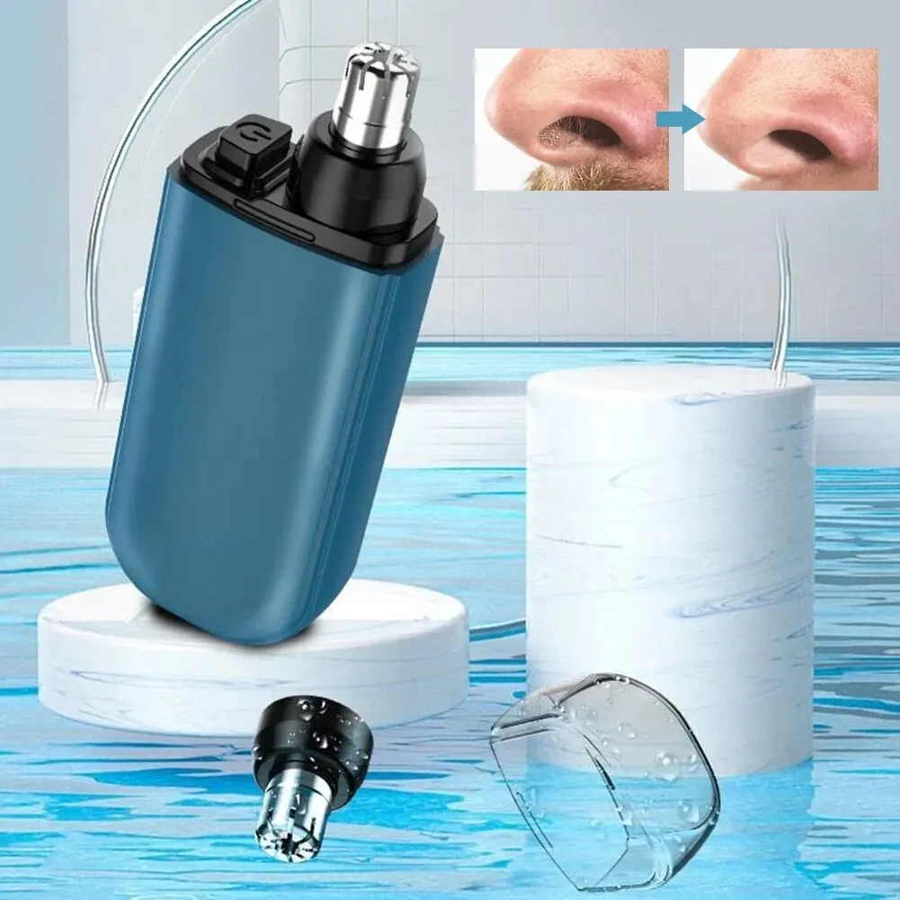 เครื่องเล็มขนจมูกชาร์จด้วย USB แบบขอบสองด้านเครื่องเล็มขนจมูกขนาดเล็กสำหรับผู้ชายแบบพกพาเครื่องมือดูแลผิวหน้า7000รอบต่อนาที