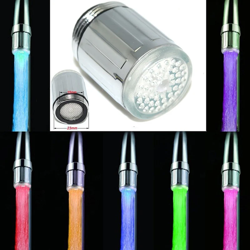 Grifo con luz LED sensible a la temperatura para cocina, ducha de baño, 7 colores, ahorro de agua, boquilla aireadora