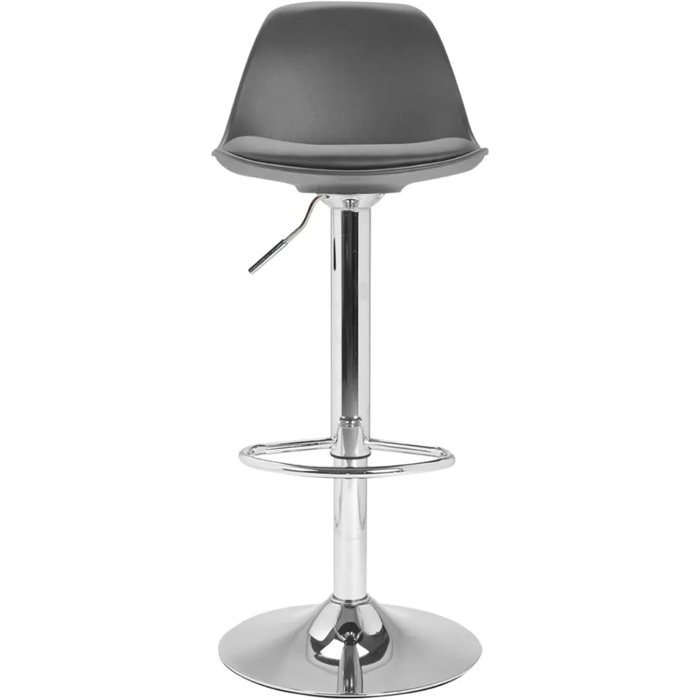 Silla giratoria de barra alta ajustable, asiento nórdico moderno, juego de 2 taburetes de bar gris