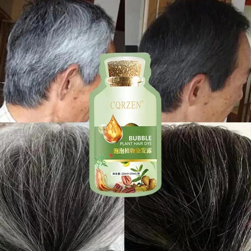 Champú de tinte para el cabello a base de hierbas de plantas naturales, 5 minutos que cambian el Color del cabello, reparaciones no irritantes, cuidado del cabello de moda gris y blanco, mujeres y hombres