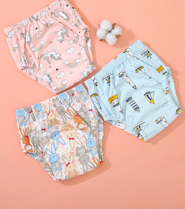 5 pçs/lote calças de treinamento de algodão do bebê calcinha 6 camada fraldas de pano à prova dwaterproof água reutilizáveis toolder fraldas fralda roupa interior do bebê