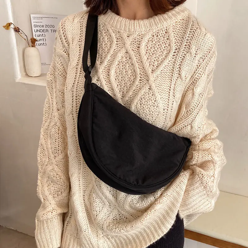 Bolso de mensajero de diseño Simple para mujer, Hobos de nailon a la moda para mujer, bolsos de hombro pequeños, bolso Vintage para mujer y niña, bolsos de tela