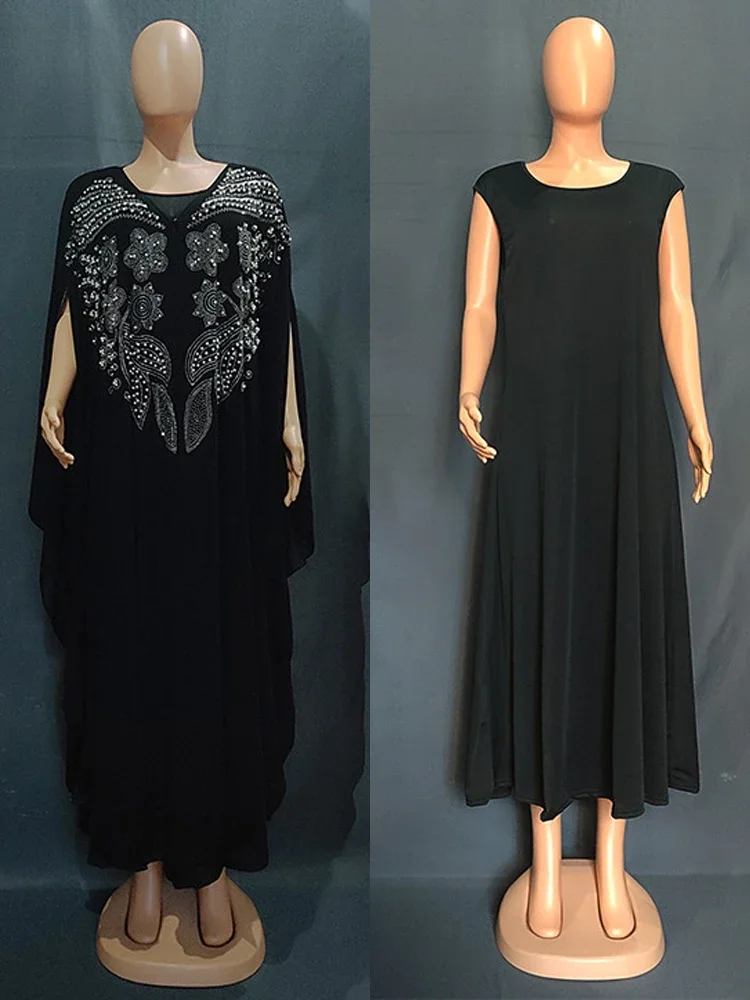 女性のためのドバイ高級 2024 シフォン Boubou イスラム教徒のファッションドレスカフタンマロカインウェディングパーティー機会 Djellaba ファム
