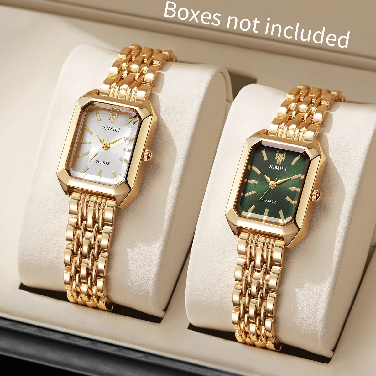 1/2/4 Uds. Relojes de lujo para Mujer, Reloj de cuarzo rectangular a la moda para Mujer, relojes de pulsera con banda de acero inoxidable, Reloj para Mujer (sin caja)