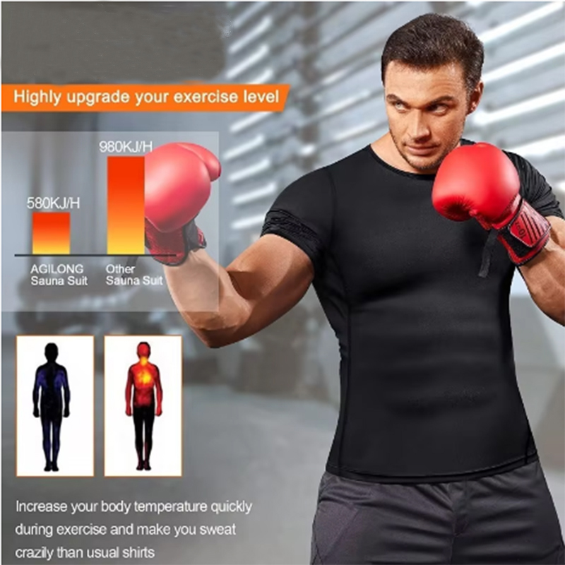 Hohe Elastizität Herren Sweatshirt Gym Workout Shapewear Shapewear Weste Slim Fit Sauna Kompression Warm Top Fitness Sweatshirt
