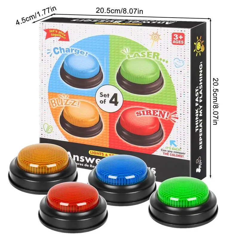 Educational Answer Buzzer Set 4pcs Recordable Talking Button Children Interactive Toy Family Game Competition Props Toys
