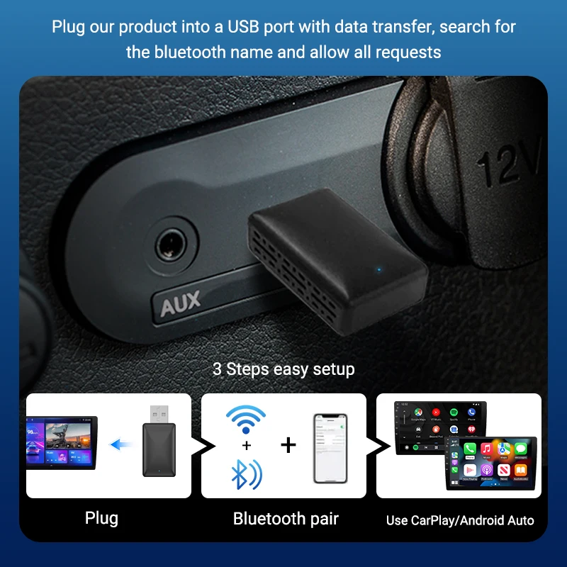 Androidカーラジオ,BT,Spotify,トヨタ,マツダ,日産,カムリ,スズキ,スバル,シトロエン,アウディ,メルセデス,起亜,フォード,オペル用のワイヤレスCarplayアダプター