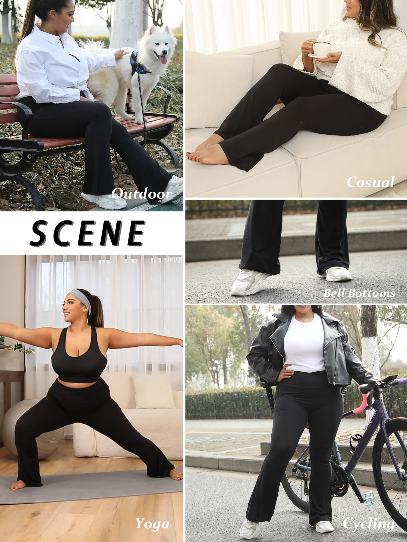 Plus Size Superzachte hoog getailleerde flare-broek voor dames, legging Buikcontrole Zachte bootleg Bell Bottoms Hardlopen
