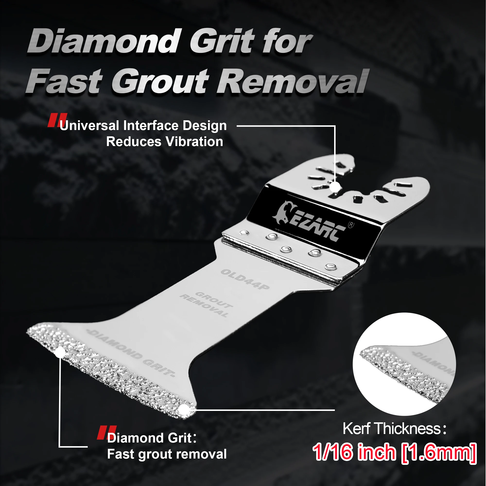 EZARC 3PCS Diamond Oscillating Blades, Multitool Extra-Long Oscillating Saw Blades for Grout Removal, Cleaning Mortar