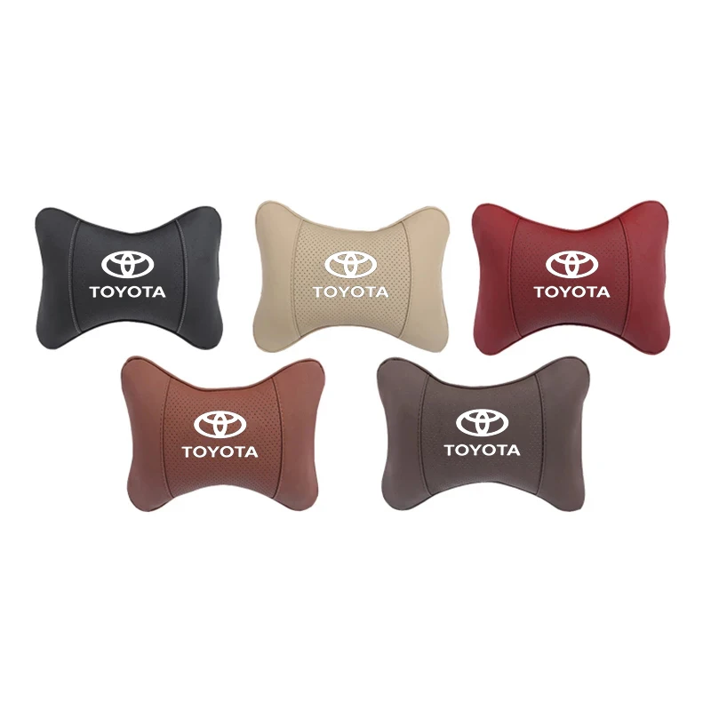 Reposacabezas de asiento de coche, almohada de cuello con logotipo automático para Toyota Camry Auris Corolla Yaris Aygo RAV4 Prius CHR Hilux Avensis Land Cruiser, 1 Uds.