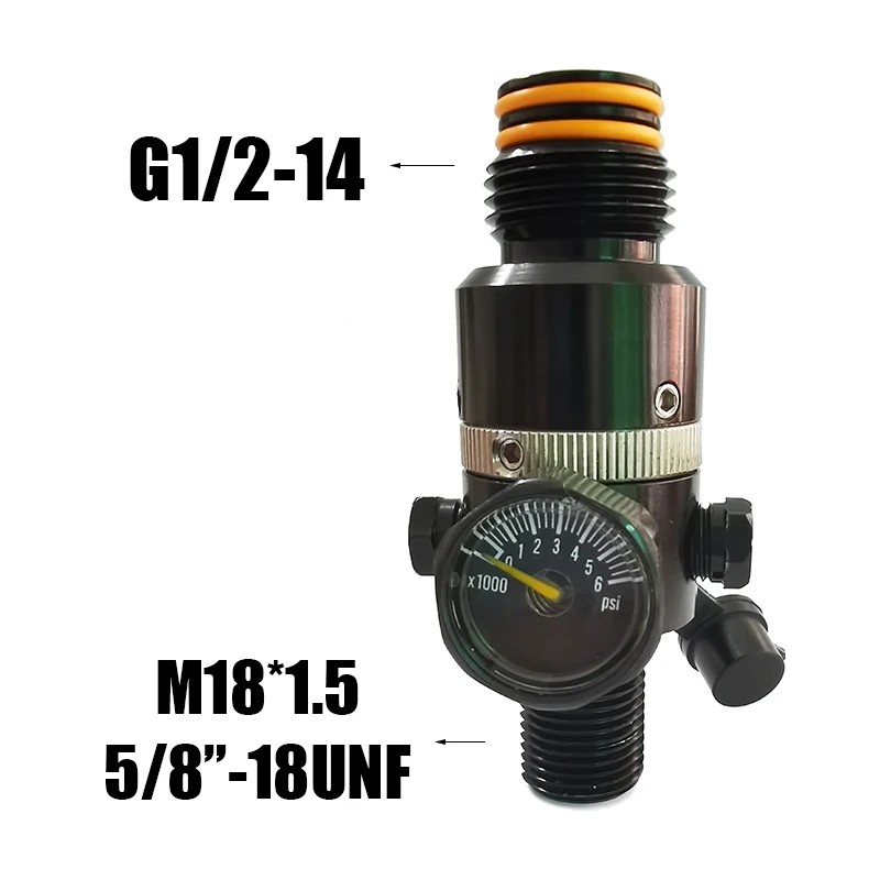 2023 New HPA Rotatable Regulator Valve Gauge Air Valve  Regulating Pneumatic Fill Station Output 800psi M18*1.5, 5/8"-18UNF