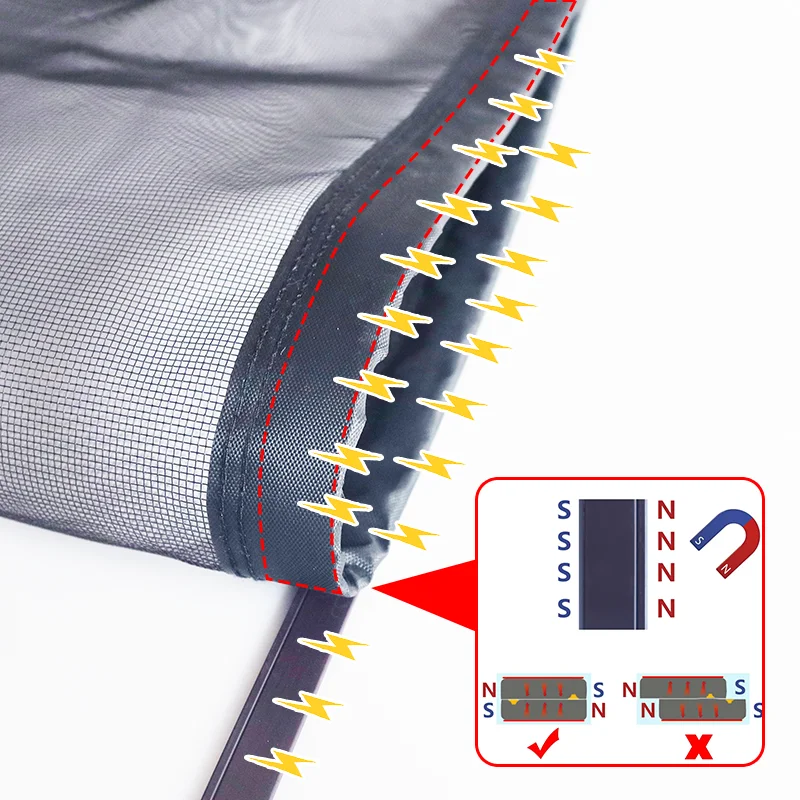 TYMF Black Magnetic Window Mosquito Net Screen Customized size glass fiber invisible Mesh insect Curtains Removable Washable ﻿